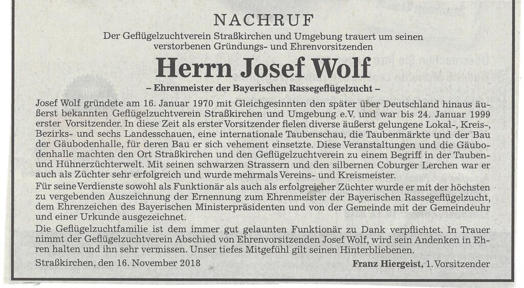Wolf Nachruf